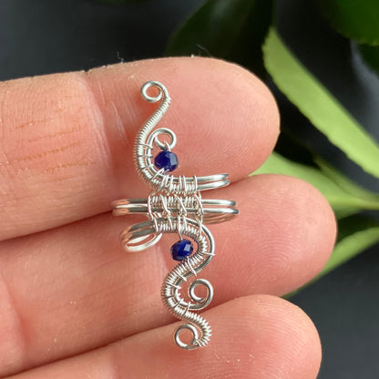 Silver sodalite ear cuff