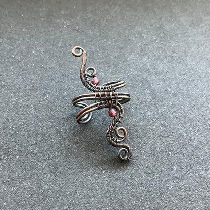 Copper garnet ear cuff