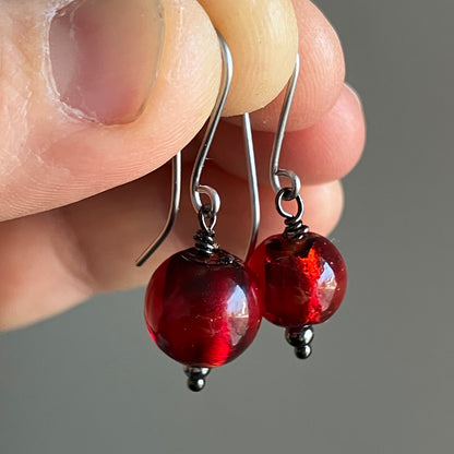 NEW stainless steel red earrings