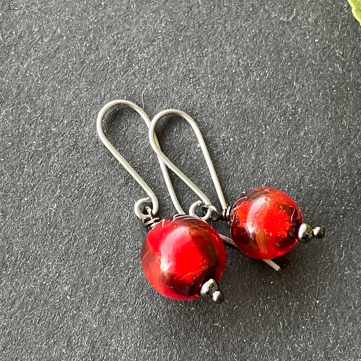 NEW stainless steel red earrings