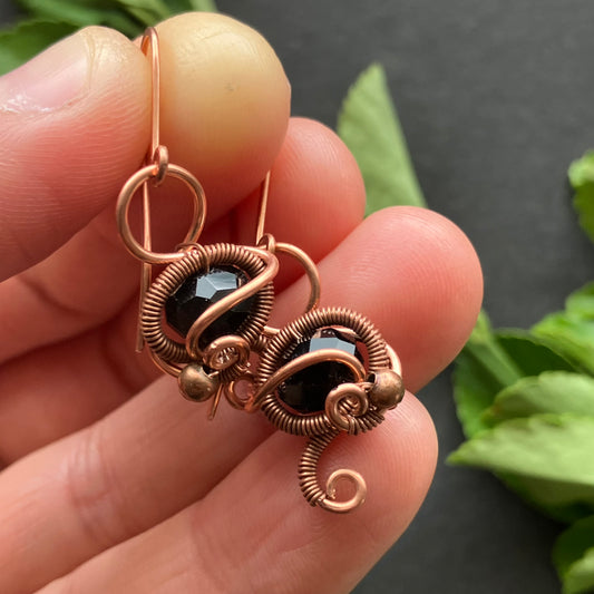 PHOENIX copper black earrings