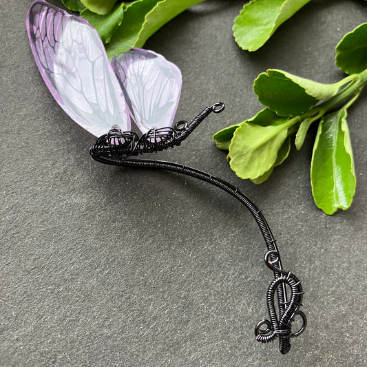 Black and purple butterfly ear wrap