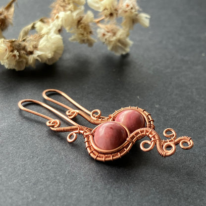 WILDFLOWER rodonit-tulit copper earring