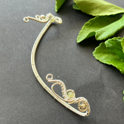 Silverplated yellow opal ear wrap