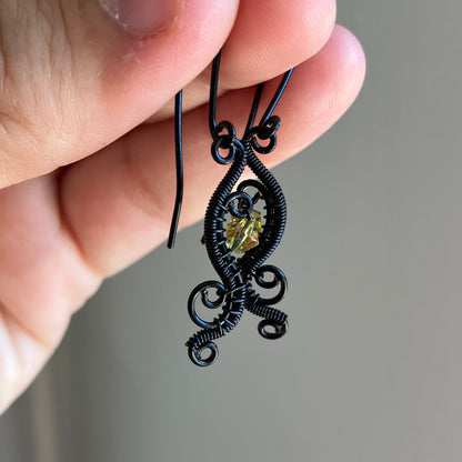 Last of Glass - black and khaki earrings