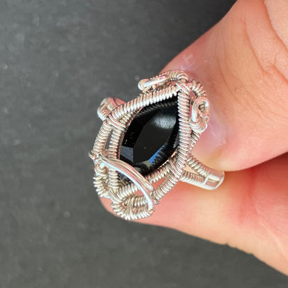 Last of Glass - silverplated black ring