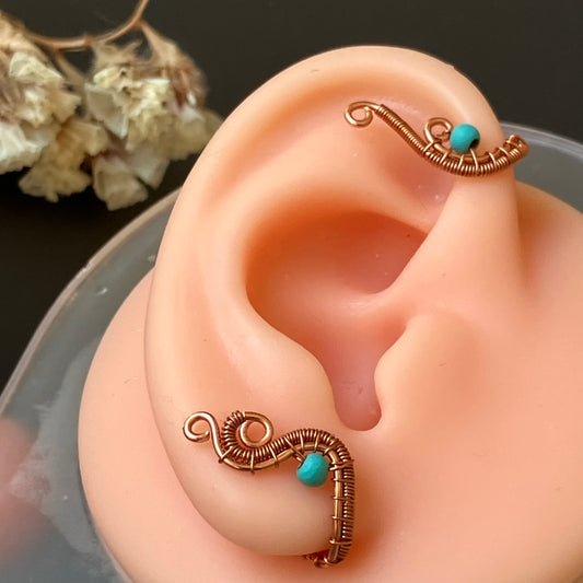 Journey copper turquoise ear wrap