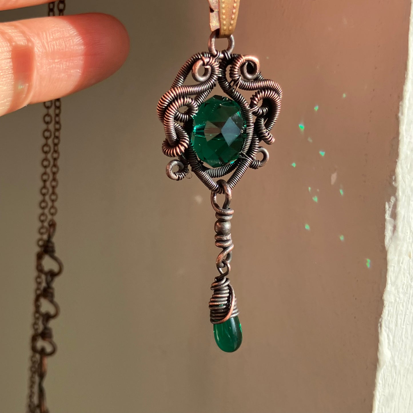 FREEDOM copper and emerald green choker