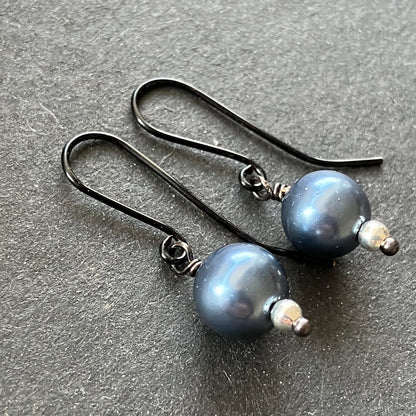 NEW black blue small earrings