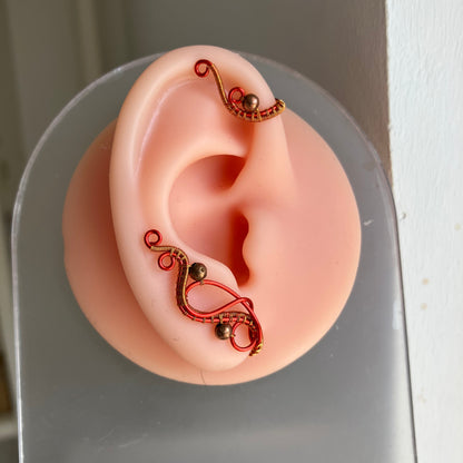 Red and copper ear wrap