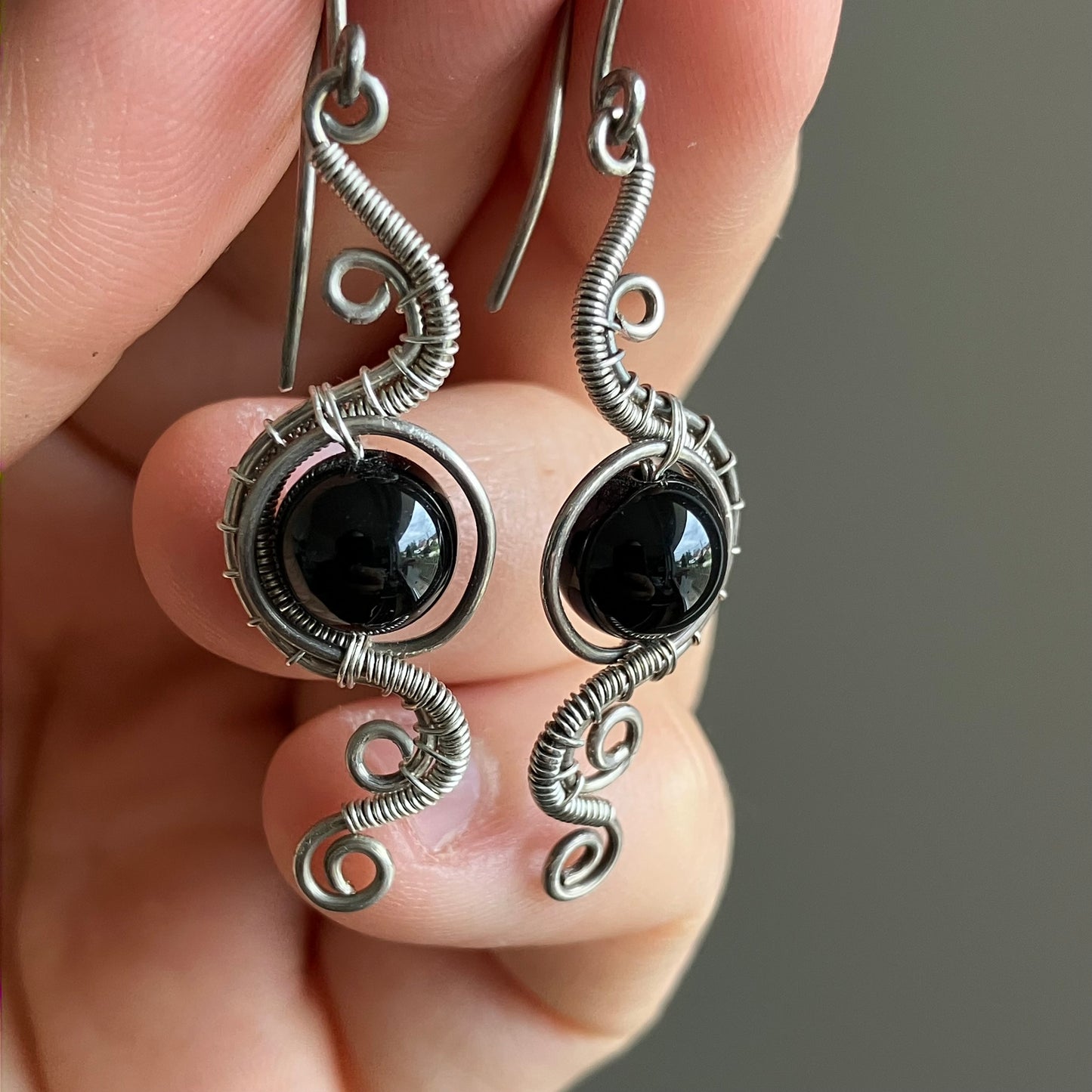Sterling silver black turmalin earrings