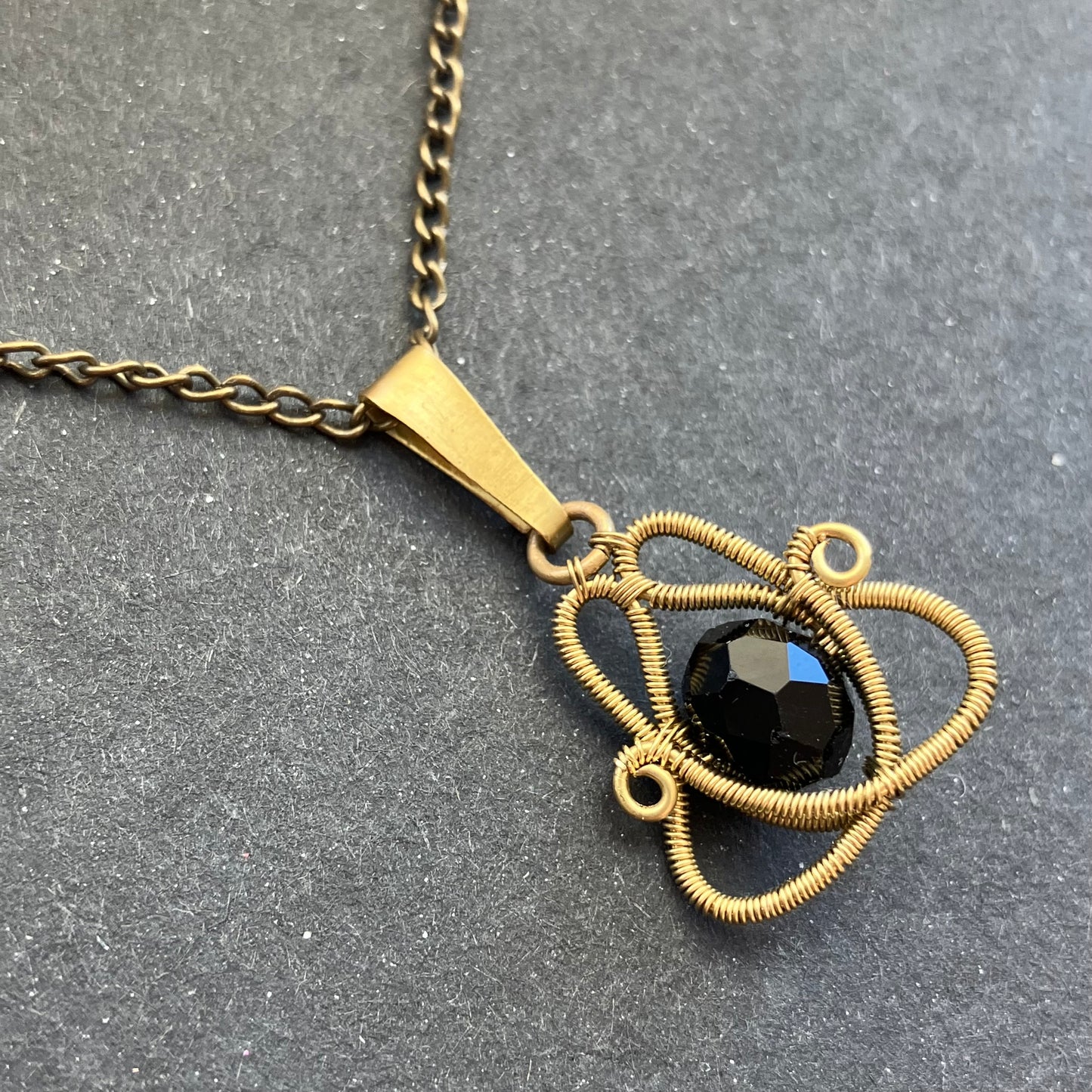 Last of Glass - brass and black necklace