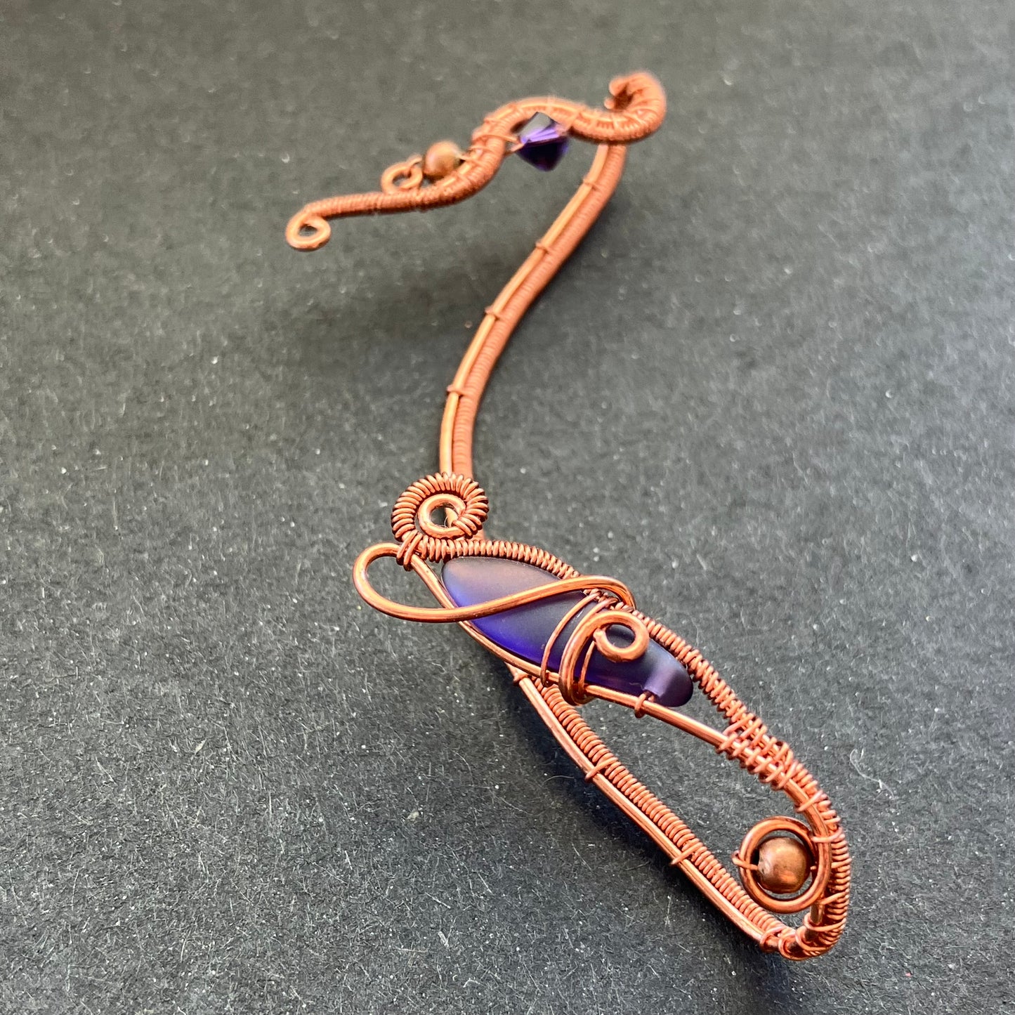 Last of Glass - copper purple ear  wrap