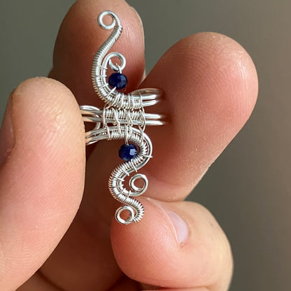 Silver sodalite ear cuff