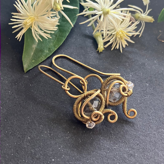 LUX brass clear small earrings