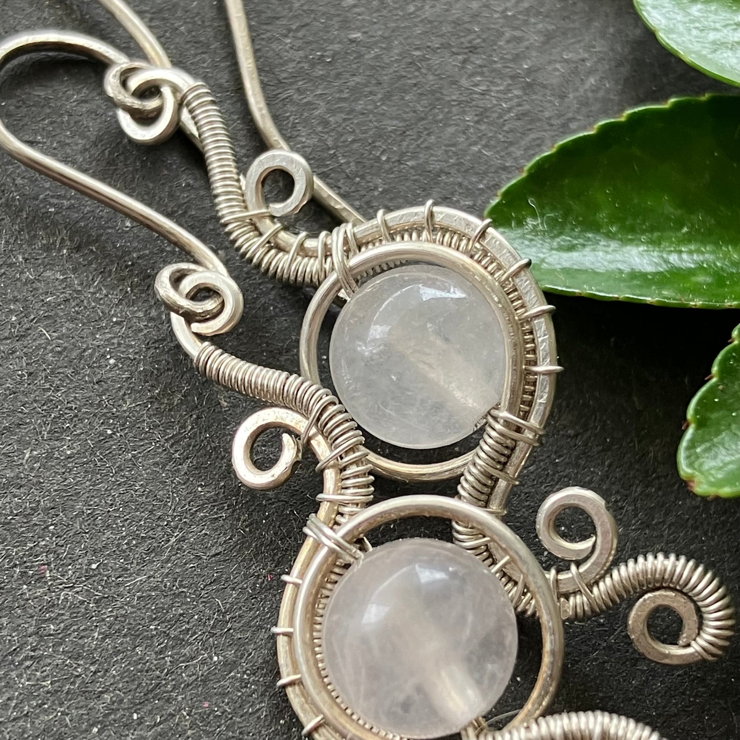 Sterling silver and rose quartz earrings