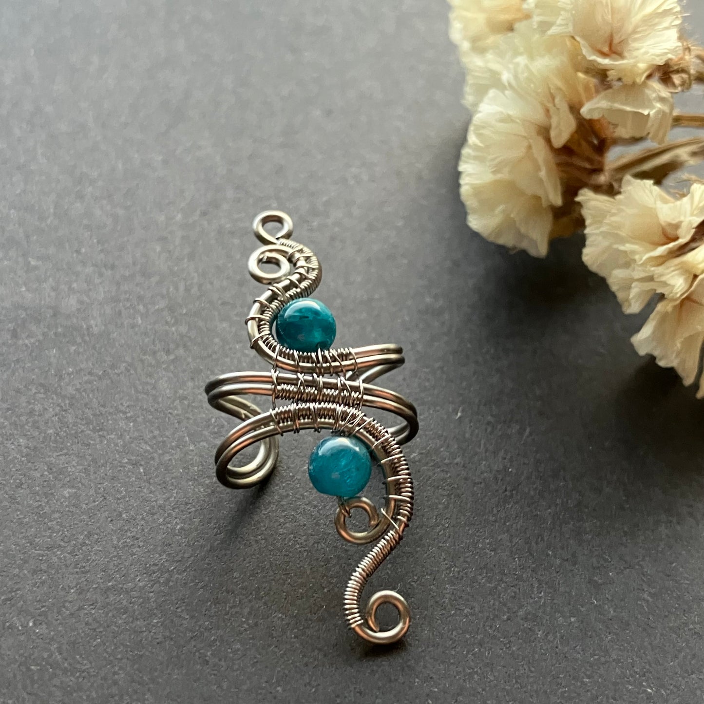 Silver or stainless steel apatit ear cuff