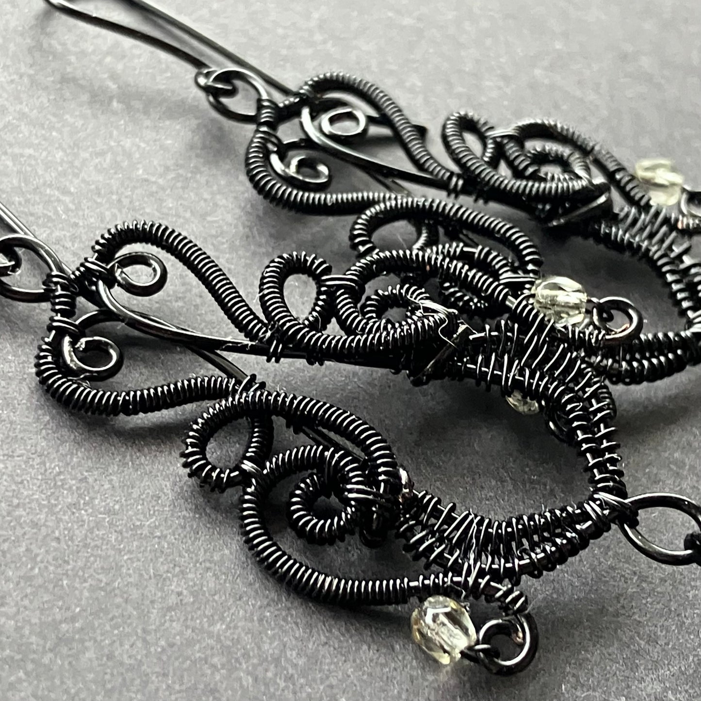 Gothic black and clear earrings