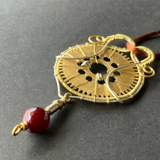 TIME FLIES - sárgaréz steampunk nyaklánc 