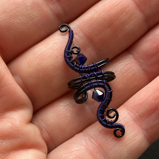 Black and dark blue ear cuff