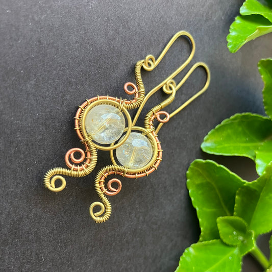 Brass copper citrin earrings