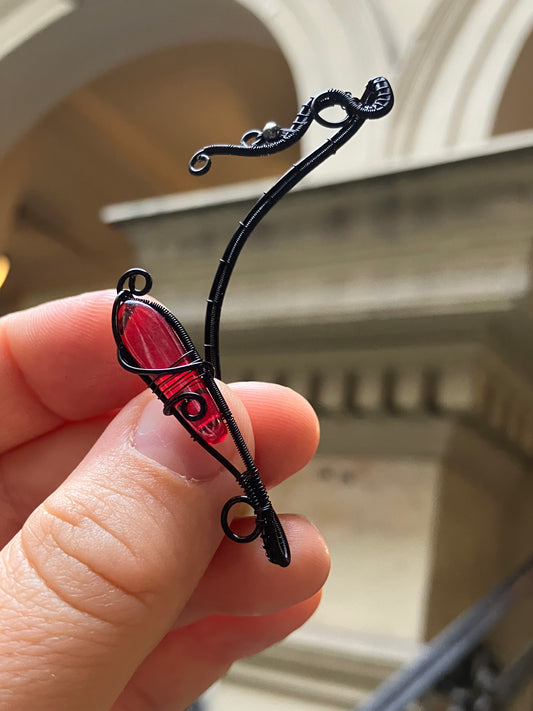 Black and red ear wrap
