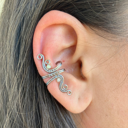 Stainless steel yellow opal ear cuff