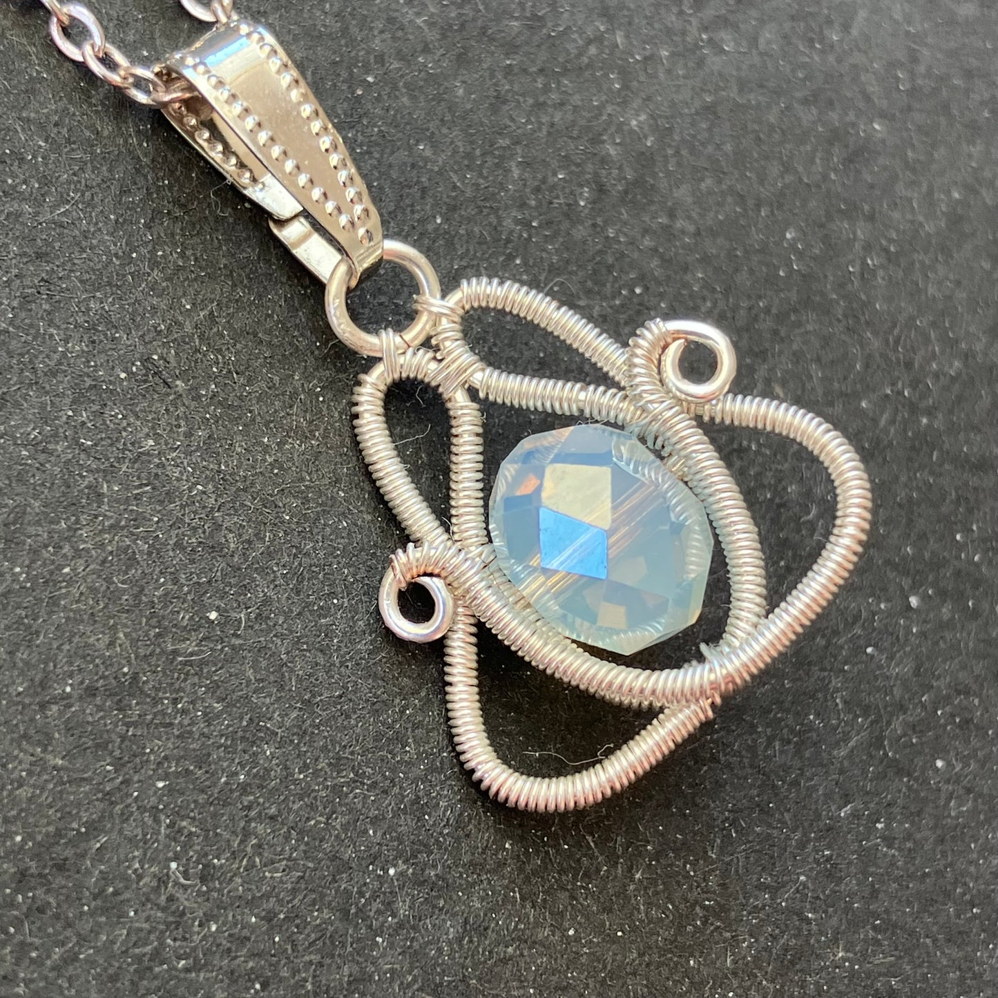 Last of Glass - silverplated opalescent necklace