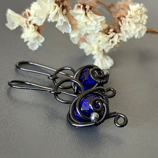 Black blue earrings