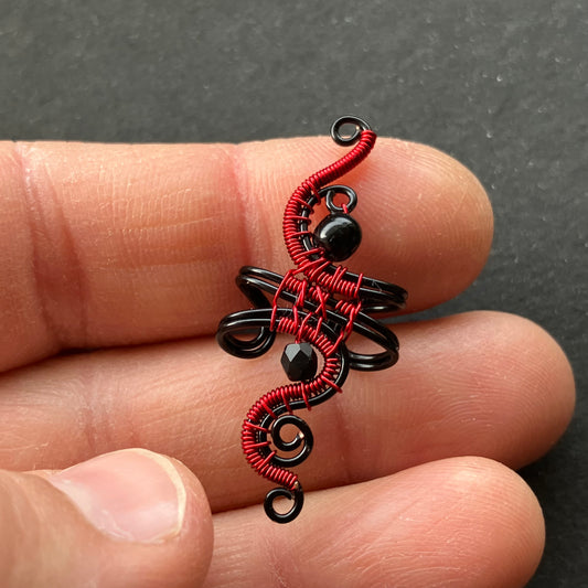 Black red and black ear cuff