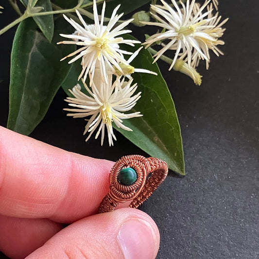 FREEDOM copper malachite ring