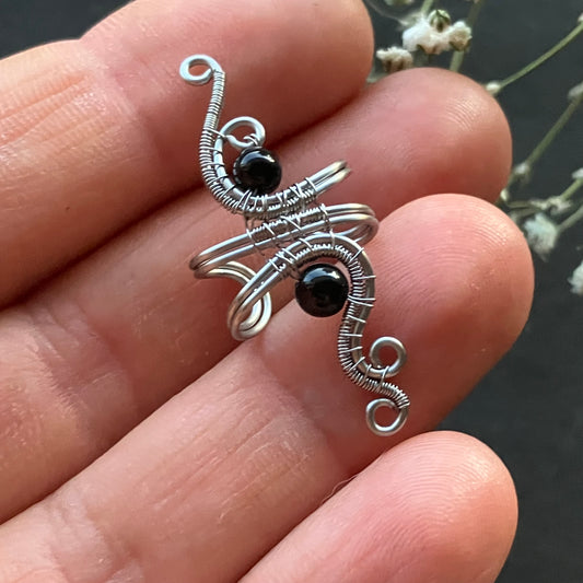 Stainless steel onyx ear cuff