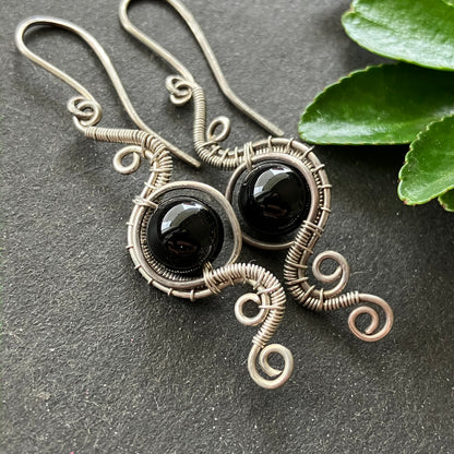 Sterling silver black turmalin earrings