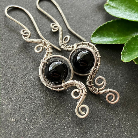 Sterling silver black turmalin earrings
