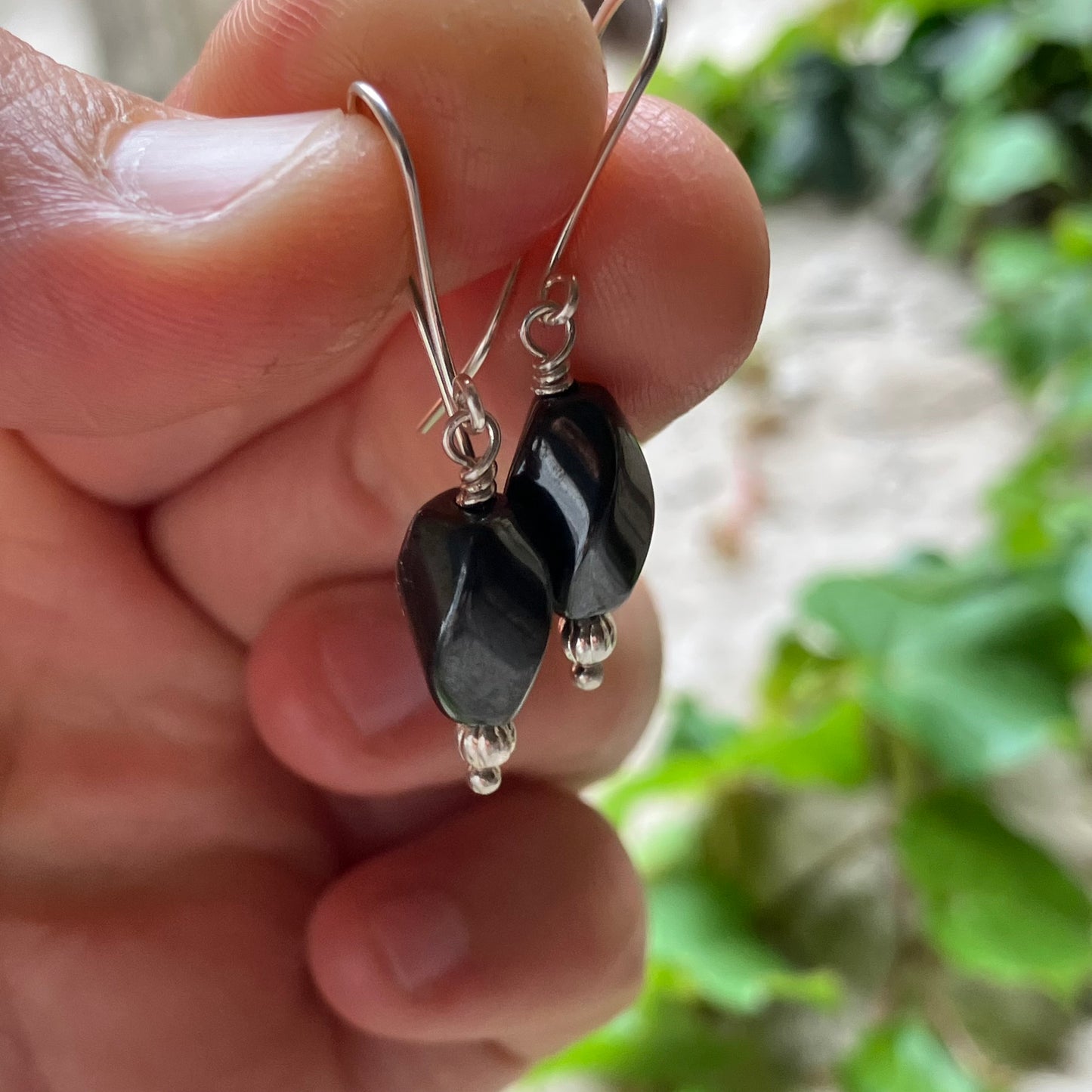 Silver hematite earrings