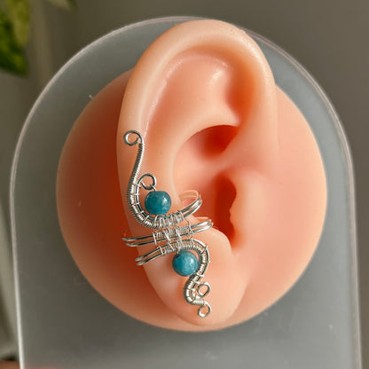 Silver or stainless steel apatit ear cuff