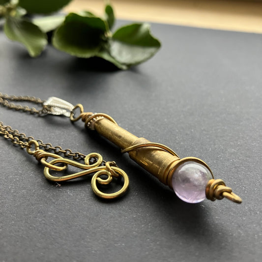 Time Flies - 4 in 1 brass steampunk and amethyst necklace