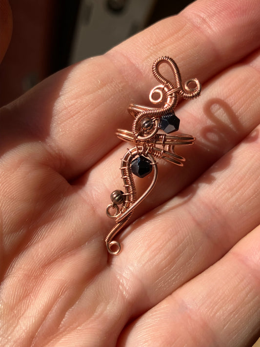 Copper black big ear cuff
