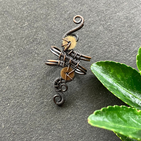 Copper steampunk ear cuff