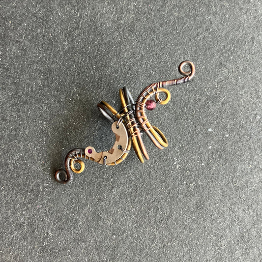 steampunk wire wrapped ear cuff with garnet