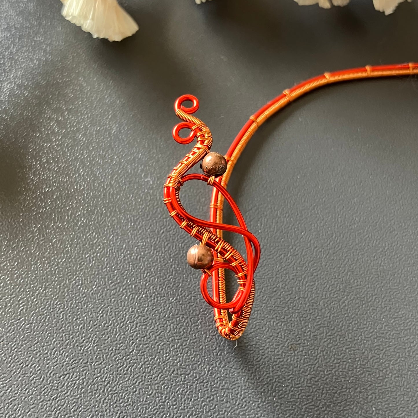 Red and copper ear wrap