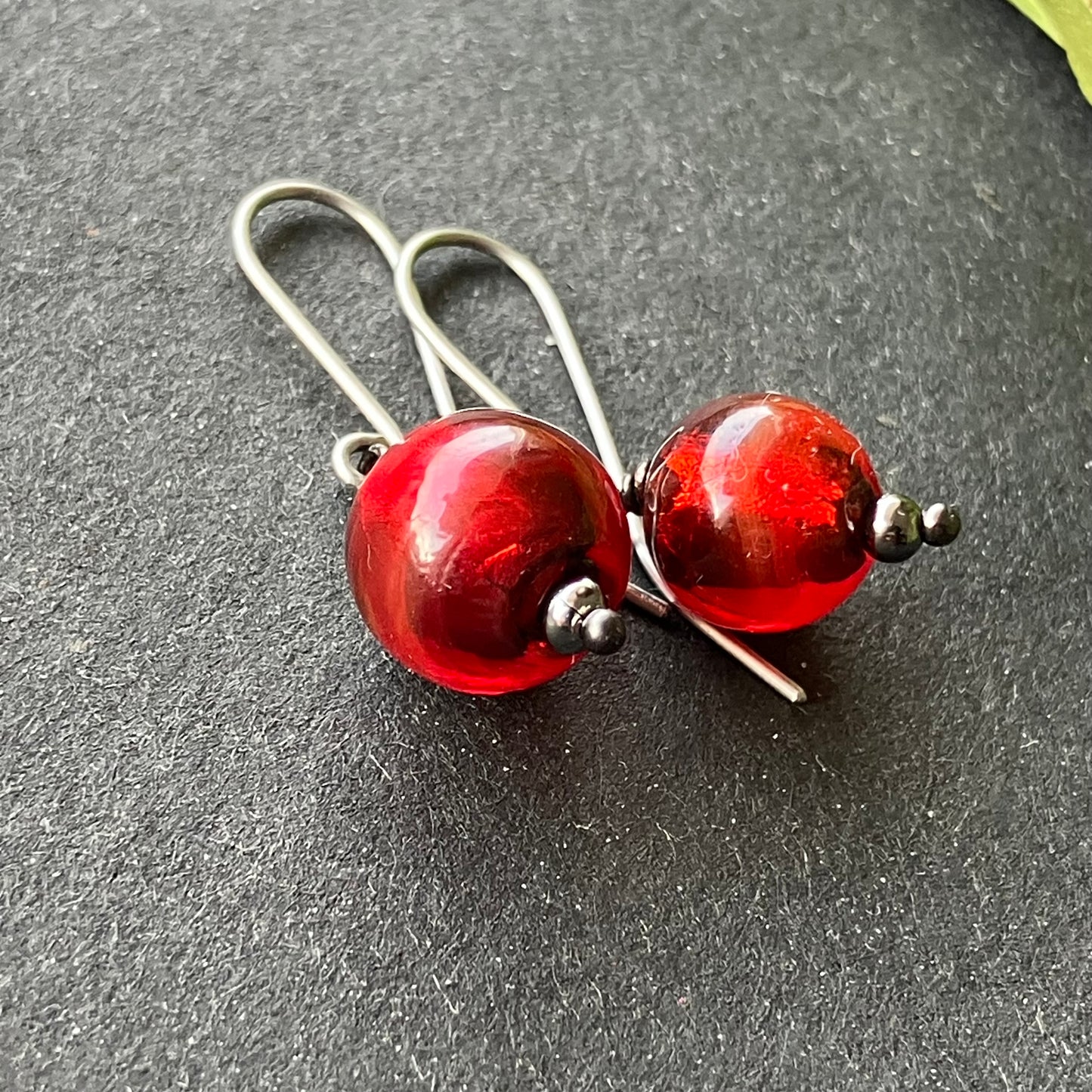 NEW stainless steel red earrings