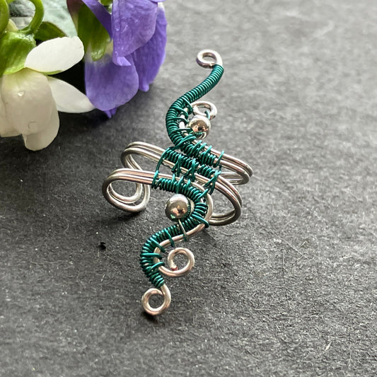 Silver plated turquoise ear cuff