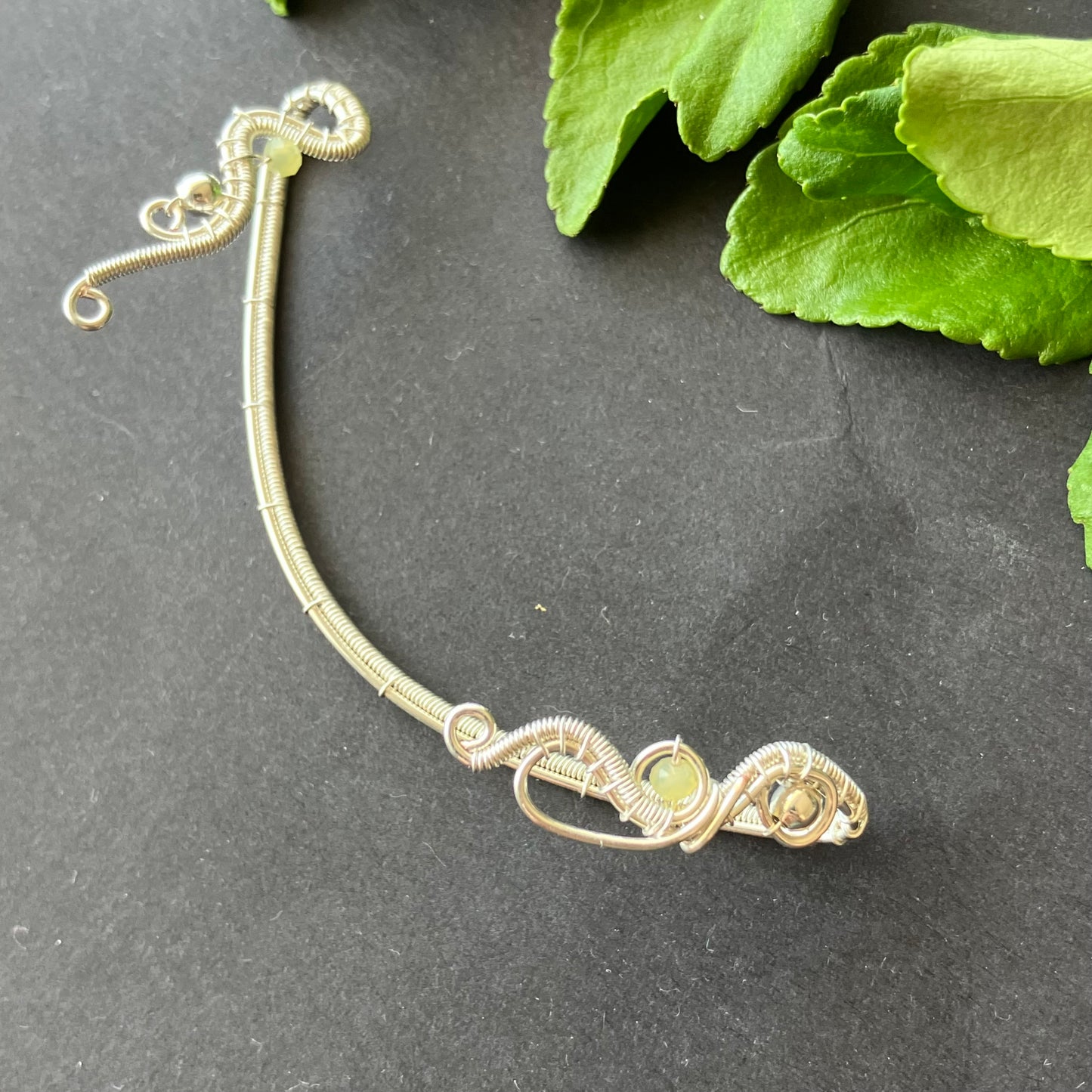 Silverplated yellow opal ear wrap