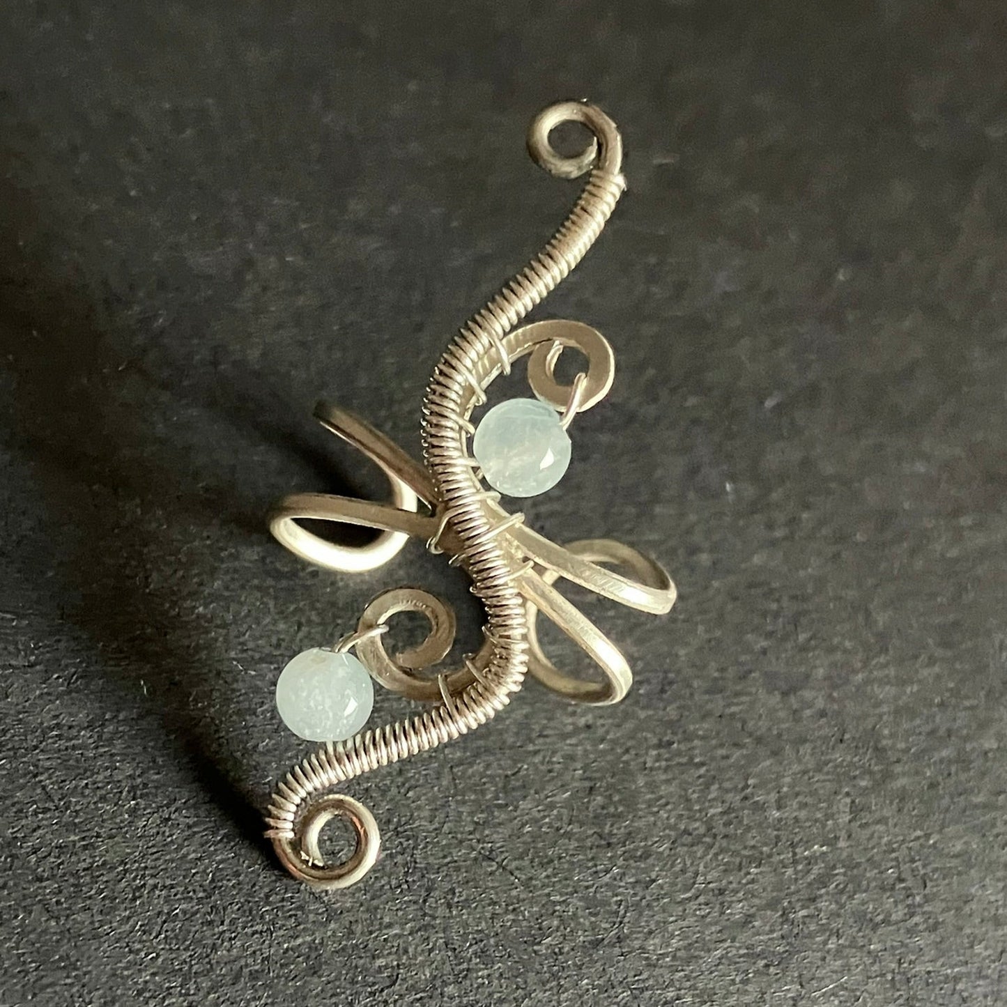 925 sterling silver aquamarine ear cuff