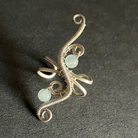 925 sterling silver aquamarine ear cuff