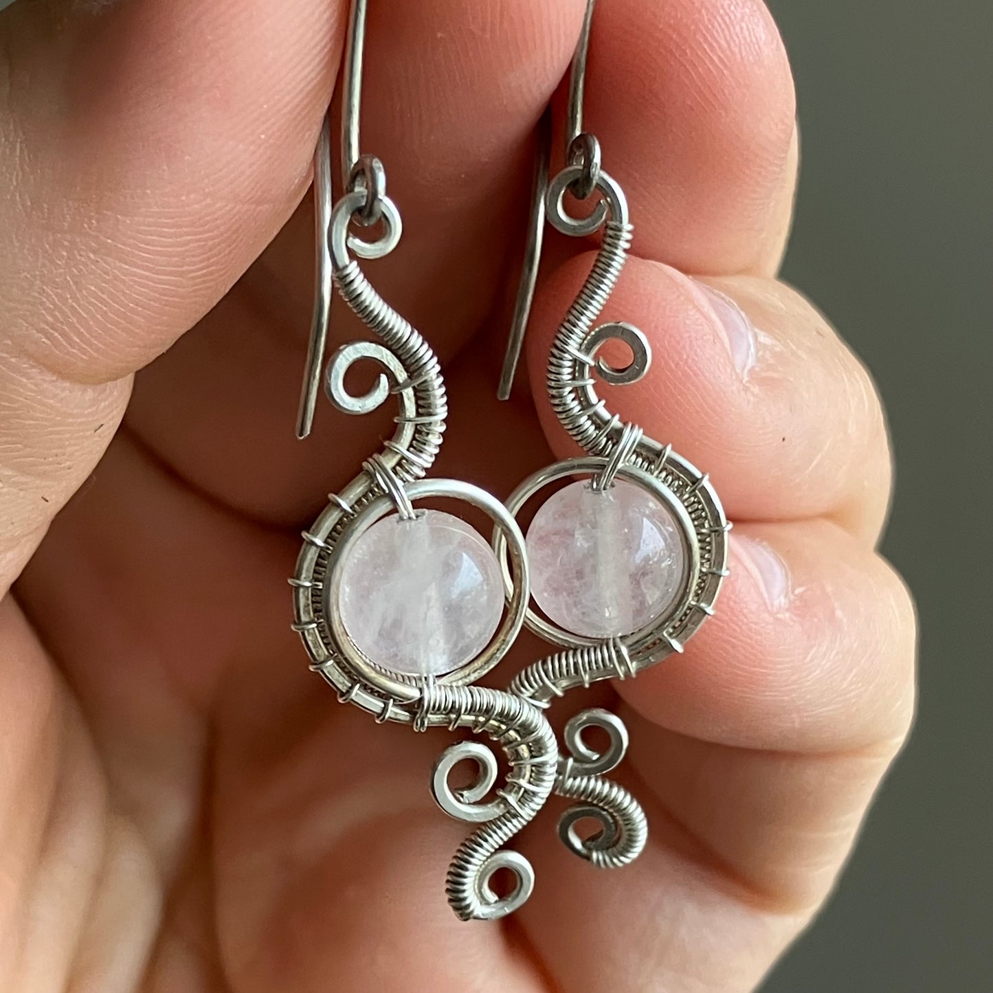 Sterling silver and rose quartz earrings