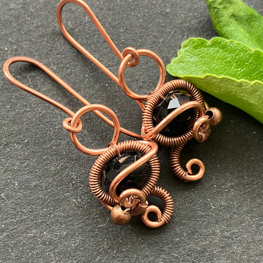 PHOENIX copper black earrings