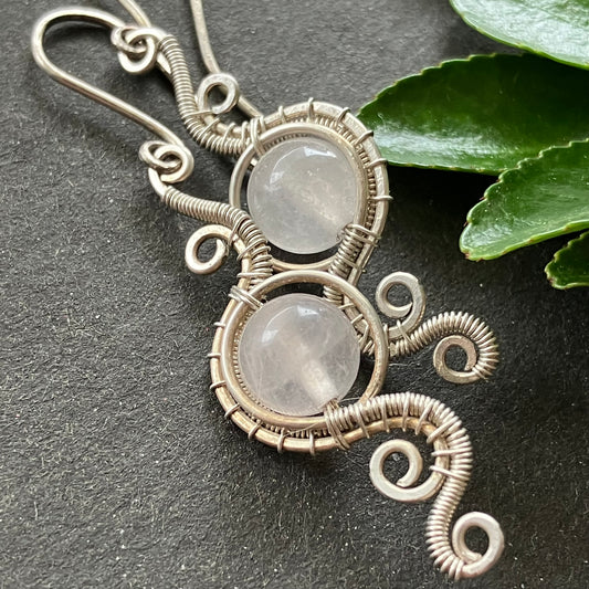 Sterling silver and rose quartz earrings