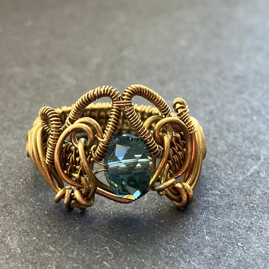 Last of Glass - brass and blue ring